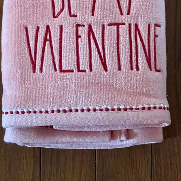 New Rae Dunn by Magenta Pink Be My Valentine Hand Towel Set - Picture 3 of 10
